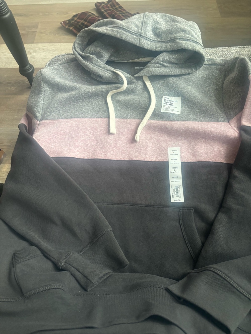 Kohl's Men's Colorblock Hoodie in Gray, Pink & Charcoal